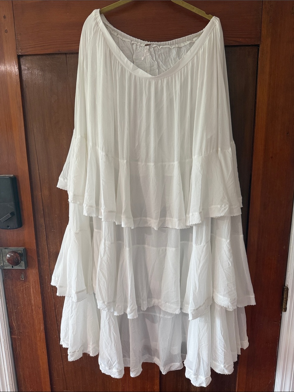 Free People White Multi-Tiered Circle Skirt